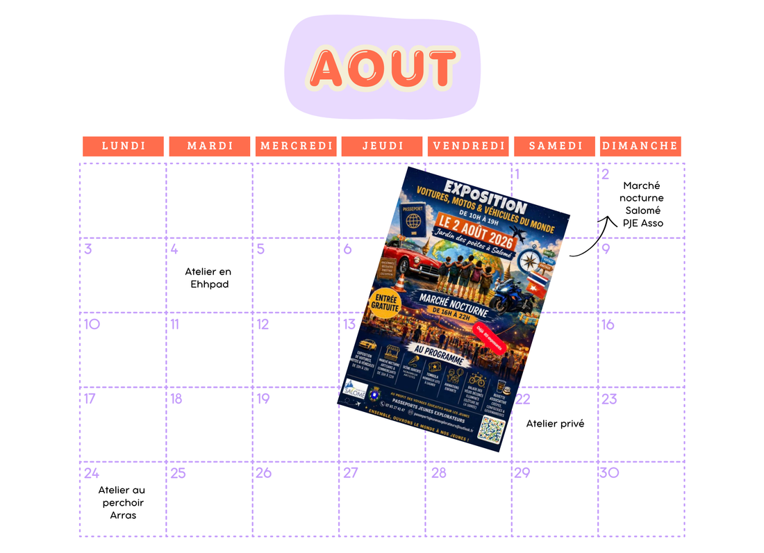 L'agenda du mois d'Août